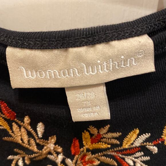 Black Boho Comfortable Stretchy Dress Woman Within Pockets 26/28 2XL - Picture 2 of 6